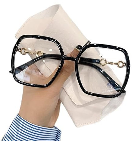 NOVESIXTDAT Lunettes de Lecture surdimensionnées for Femme, Miroir Plat Extra Large, Lecteur carré bloquant la lumière Bleue, Lunettes Anti-éblouissement (Color : Black, Size : +2.00)