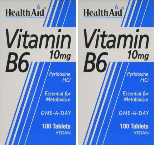HealthAid Vitamin B6 (Pyridoxine HCl) 10mg - 100 Tablets (Pack of 2)