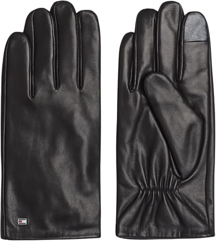 Tommy Hilfiger Herren Handschuhe Essential Flag aus Leder, Schwarz (Black), L-XL