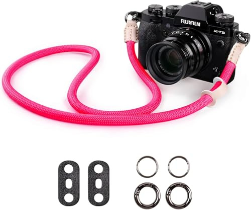VOVMOEYA Kameragurt Sony Alpha,Kamera Tragegurt aus Seil für Canon EOS Sony A6000 A6400 A7 IV Fujifilm X100V XT5 Nikon Zfc Nackengurt Schultergurt DSLR Kameragurt - Rosa