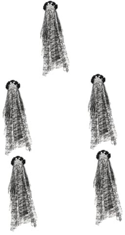 ABOOFAN 5stücke Flower Veil Haarreif Für Halloween Schwarzes Doppellagiges Spitzen-headband Mit Künstlichen Rosen Für Kostümpartys Und Rollenspiele Wiederverwendbar Und Stilvoll