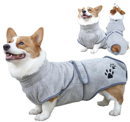hundebademantel aus Mikrofaser - Pfotentuch,300 Grams of Coral Velvet hundebekleidung & zubehör grau XXL