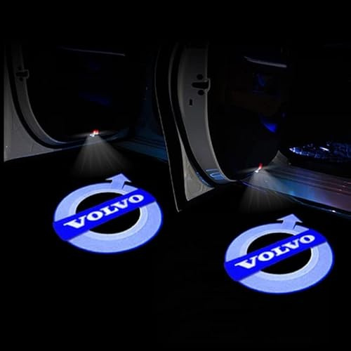 JLVVW 2pcs Lumière Bienvenue Porte de Voiture, pour Volvo S90L S60L XC60 XC40 V60 V90 LED Porte Voiture Logo Lumières Modification Intérieure Accessoires de Décoration