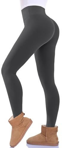 FuelMeFoot Legging thermique pour femme - Doublé en polaire - Taille haute - Sous-vêtements thermiques chauds - Collants longs opaques pour l'hiver., L-XL