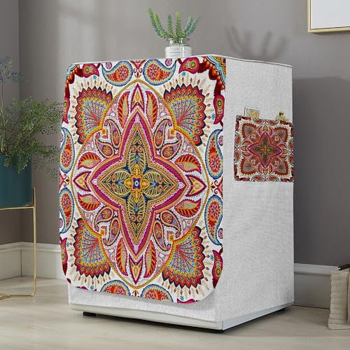 Highdi Housse de Protection pour Machine à Laver, Chargement Frontal Housse La Poussière avec Ouverture Frontale pour Linge Domestique (Exotique,Capacité S 6~7.5KG)