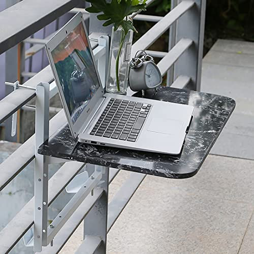Outdoor Klapptisch Beistelltisch Marmor Balkontisch Hängend Verstellbare Wandmontierte Beistelltische für Balkon Deck Geländer Platzsparendes Design