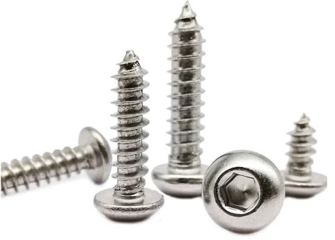 Cilky Metallschrauben 10 Stück M3 M4 M5 M6 304 Edelstahl Sechskant Innensechskant Knopf Rundkopf Selbstschneidende Holzschraube(16mm,10pcs M4)