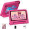 Biegedy Tablette pour Enfant 7 Pouces Android 14 Tablette Enfants avec 10GB+64GB(TF 1TB),Kids Tablette Tactile Octa-Core,Éducative Apps Pré-Installé,Contrôle Parental, WiFi 6, BT5.0,Cas EVA - Rose