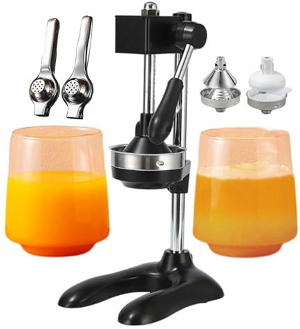 forplubossmmp Manual Citrus Press Juicer Machine for Commercial, Professional Squeezer and Crusher for Lemon Watermelon Orange - Includes 2 Moulds and 2 Small Juicers, Easy Juice Extraction,black