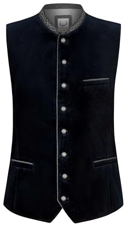 Bergfeuer Trachtenweste Lorenzo Gilet Tradizionale, Blu Notte, 62 Uomo