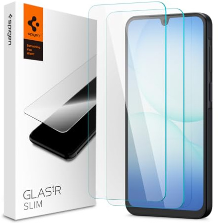Spigen Schutzfolie [2P] für Samsung Galaxy A17, A17 5G, Galaxy A26 5G | Galaxy A16, Galaxy A16 5G, Gehärtetes Glas, Kristallklar, Kratzfest, Hochauflösend, Hüllenfreundlich, 9H Härte Folie