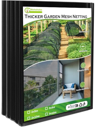 Wohohoho Stronger Garden Insect Mesh Netting, 10Ft x 33Ft Nano Black Bird Net Barrier. Mosquito Netting Screen for Patios Balcony Porch Cover, Garden Protection for Vegetables Plants, Shading Rate 33%