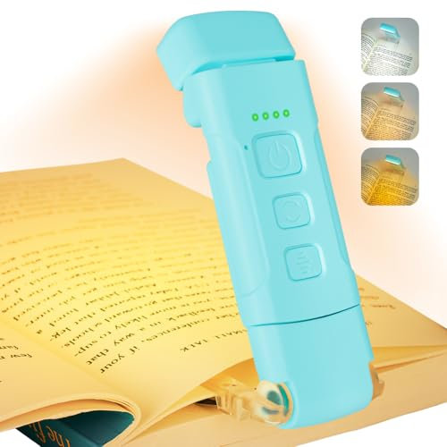 AMFUN Luce per Lettura Libri a Letto, Ricaricabile USB Luce da Lettura per Libro, Lampada da Lettura a LED Portatile con Clip, 3 Colori e 5 Luminosità Regolabili, per Amanti dei Libri