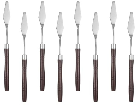 sourcing map 8pcs Palette Knife Painting Tool 7.09 Pointed Stainless Steel Blade Plastic Handle Spatula Painting Pallet Knife for Oil Acrylic Canvas, Red