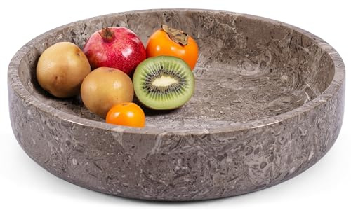 EARTHEN CRAFTS Bol de service en marbre de 20,3 cm, bol décoratif en océanique fait main pour le plan de travail de la cuisine, grand bol à bonbons pour la table basse et la décoration d'entrée