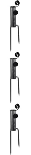 Kisangel 3 Pièces Insertion De Parasol De Plein Air Chauffé Support d'ancrage De Parapluie Extérieur Parasol avec Pied Support De Mât De Drapeau Pelle Ancre De Parasol Voiture Le Fer Black