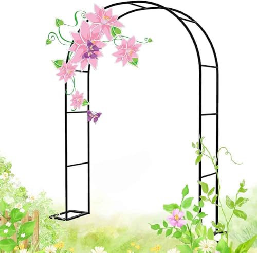 WCQSYY Arche De Jardin en Métal 120Cm 140Cm 240Cm 300Cm 350Cm Large Arche De Mariage Arceau À Rosiers Plante Grimpantes, Arche À Rosiers Exterieur Arche De Jardin,Vert,W2.4M*H2.2M