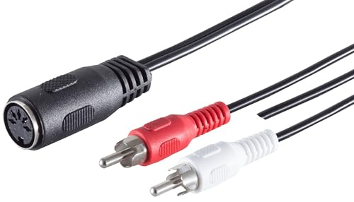 1aTTack.de 3x 0.2m 5-pin DIN socket to 2 RCA plugs stereo + ground audio adapter cable perfect for HiFi music systems studio equipment