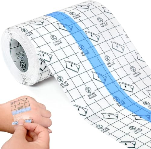 Benda Trasparente Impermeabile 15cm x 10m Tagliabile Pellicola Tatuaggi Traspirante Pellicola per Tatuaggi Cerotti Impermeabili per Doccia con Protezione Ferite, per Aftercare Tattoo, Sport e Nuoto