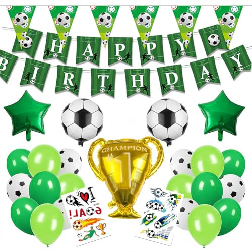 Palloncini Compleanno Calcio, Decorazione Compleanno Calcio Bambini, Palloncino Lattice Verde, Ballons Alluminio Football, Ballons Trofeo, Happy Birthday Striscione, Addobbi Festa per Bambini