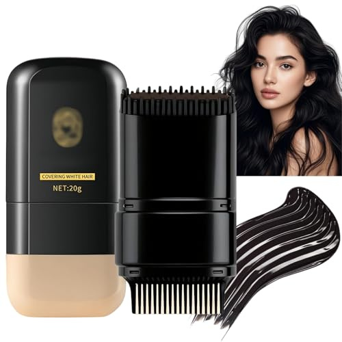 2 in 1 Instant Hair Colour Stick,Long-Lasting Brown Hair Dye Stick,Hair Dye Comb with Built-in Brush,Temporary Ha/ir Dy/e & Grey H/air Cover up,Sweat-Proof Root Touch up for Women & Men(Black)