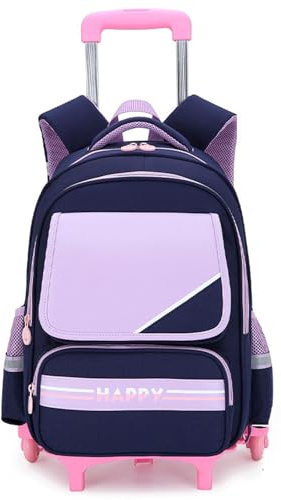 Schulrucksack mit Rollen ,Trolley Rucksack ,mit Trinkflaschenfach ,Atmungsaktive Schultergurte ,Blinkende Räder ,Abnehmbarer Rucksack ,Reflexstreifen,für Jungen und Mädchen im Alter von 7–12 Jahren