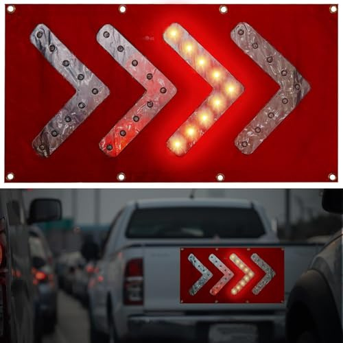 LED Magnetic Traffic Arrow Sign 18 x 33 Inch Arrow Banner Directional Traffic Guide Light Flashing Warning Sign for Construction, Fire or Rescue, Highway Safety and Law Enforcement (A,Battery)
