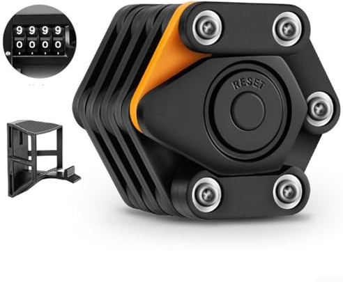 Yuanpgky Candado plegable para bicicletas de montaña y carretera, aleación de acero de 5 mm de grosor con revestimiento ABS, cerradura de seguridad con contraseña sin llave, compatible con bicicleta