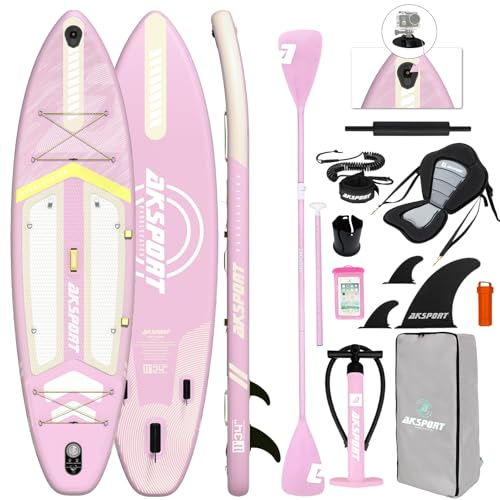 AKSPORT 335 cm aufblasbares SUP Board, 86 cm extra breit mit Premium-Zubehörset, rutschfestes Deck, Stand Up Paddling Board für Erwachsene und Jugendliche