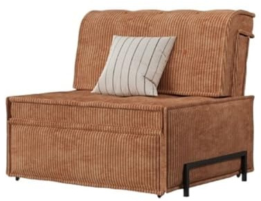 Bäddsoffa Justerbar bäddsoffa, sovfåtölj, hopfällbar for små utrymmen, vardagsrum och sovrum(Brown)