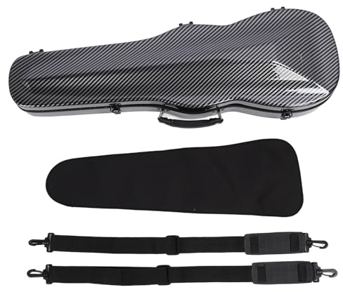 RiToEasysports Estuche para Violín 4/4, Rígido Liviano Resistente Impactos Fibra Carbono con Acolchado Suave Negro para Estudiantes Profesionales Viajes Conciertos Práctica