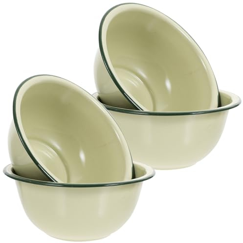 EXCEART Set 4 Ciotole Smaltate Vintage 16 Cm, Ciotole per Zuppa e Mescolare in Smalto Verde, Bacinelle Smaltate per Cucina e Conservazione Cibo, Adatte per Frutta e Snack Colore Casuale