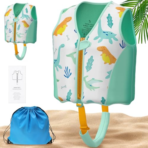 Parner Chaleco de Natación Niños, Chaleco Flotador Infantil con Correa de Seguridad, Bolsa de Transporte, Chaleco Flotante Neopreno Premium Suave para Niños de 2-6 Años, 15-30 kg
