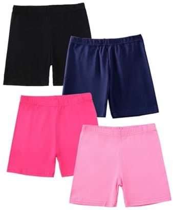 TYUSGH Lot de 4 shorts de danse athlétiques pour filles - Short de course à pied - Pantalon de cyclisme pour adolescents - En coton - Pantalon de sport - Short de sport