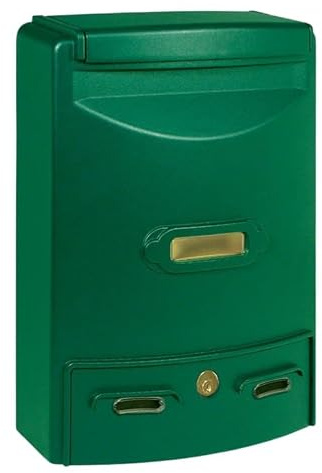 ALUBOX EUROPA MAXI Cassetta Postale Da Esterno 39X29X10 Cm Cassetta Posta In Alluminio Pressofuso Cassetta Lettere Completa Di Portanome Impermeabile Formato Rivista (VERDE)