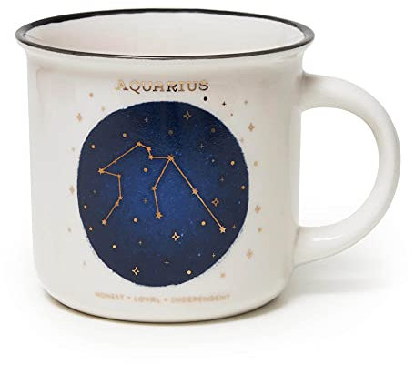 Legami - Tazza, Count Your Lucky Stars, Tazza in Porcellana New Bone China, Segno Zodiacale Laminato in Oro, Lavabile in Lavastoviglie, Capacità 350 ml, Tema Aquarius