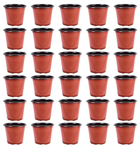 DOITOOL Blomkrukor plast 30 stycken, odling små krukor, 15 cm, rund, odlingskrukor för växter, små krukor för frukt, grönsaker
