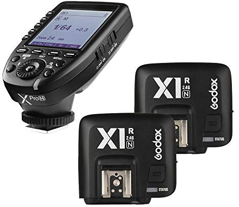 Godox Xpro-N TTL 2.4 G Wireless HSS schräg Design 5 Dedicated Gruppe Flash Trigger Transmitter + 2 x Godox X1R-N Kompatibel mit I-TTL Nikon D3 D5 D5300 Kameras Knöpfe 11 anpassbare Funktionen