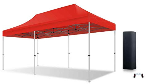 Actiexpress Tente Pliante Barnum Pliant Tonnelle Professionnelle 2x2,3X3,3x4.5,3x6,4x8 Structure en Aluminium 45mm Toit 450g/m² qualité professionelle (Rouge, 3x6)