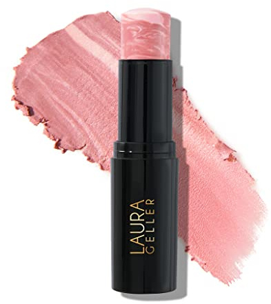LAURA GELLER NEW YORK Italian Marble Make Up Blush Stick (Pink Fiore) Marbleised Finish Cream Blush For Cheeks, Stick Blush For A Radiant & Natural Look, Illuminates Skin, Easy To Apply Blusher