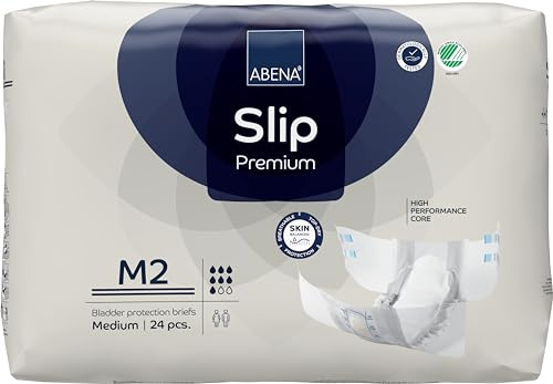 ABENA Slip Premium All-in-One Inkontinenzeinlagen für Damen und Herren, Eco-Labeled Damen-Inkontinenzeinlagen, Größe M 2, Taille 70-110 cm, Saugfähigkeit 2600 ml, 24 Stück