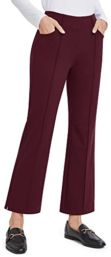 G4Free Yogabyxor, dam, stretch med fickor, kostymbyxor, hög midja, vida ben, byxor, träning, jazzbyxor, arbetsbyxor, ankelbyxor, slagbyxor, röd, S