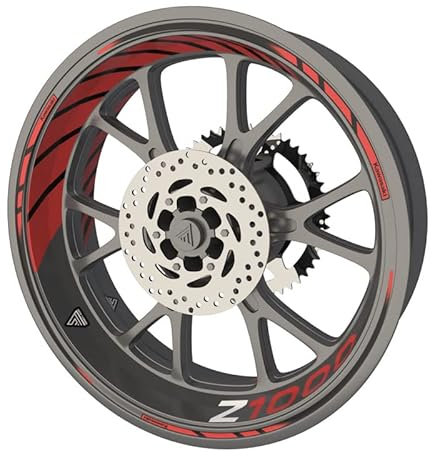 Felgenband für Motorrad Kawasaki Z1000 Premium Qualität (Aufkleber für 2 Räder) (Rot)