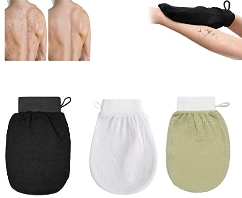 Cheekyglo Skin Exfoliating Glove,Shower Body Scrubbing Mitt,Deep Exfoliating Glove for Body Men Women (3 Pcs-G)