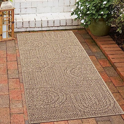 CARPETIA Alfombra Exterior e Interior 80x150 cm Aspecto sisal Natural Beige marrón jardín terraza balcón Cocina