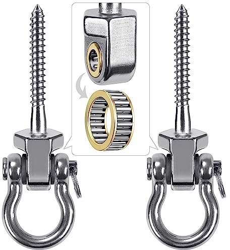 SELEWARE Robuste Schaukelaufhänger mit Kugellagern, Edelstahl-Schaukel-Hardware für Terrasse und Spielplatz, leise drehbare Haken – robuste Schaukel-Hardware, 680 kg Tragkraft, 2 Stück