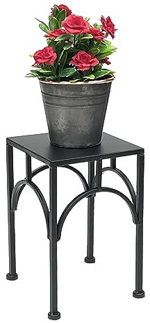 DanDiBo Blumenhocker Metall Schwarz Eckig Blumenständer Beistelltisch 96449 Blumensäule Pflanzenhocker Pflanzenständer Modern (Höhe 28 cm/S)