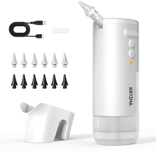 Kryzma S08 Lot de 12 embouts pour nettoyeur d'oreille électrique avec système d'irrigation auriculaire 3 modes de pression, kit de nettoyage des oreilles avec bassin, rechargeable par USB