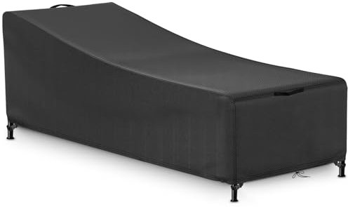 Housse de Protection pour Chaise Longue de Jardin Imperméables，Chaise Longue de Jardin Housse Protection Coupe Vent,Housse Protection Transat avec Cordon et Poignée-420D (200*75*40/70cm,Noir)