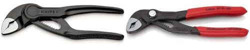 KNIPEX Cobra® XS Mini-Wasserpumpenzange & Cobra® Wasserpumpenzange, 150 mm, Muttern bis 30 mm, Rohre bis 36 mm, Feinverstellung per Knopfdruck, Rohrzange, 87 01 150